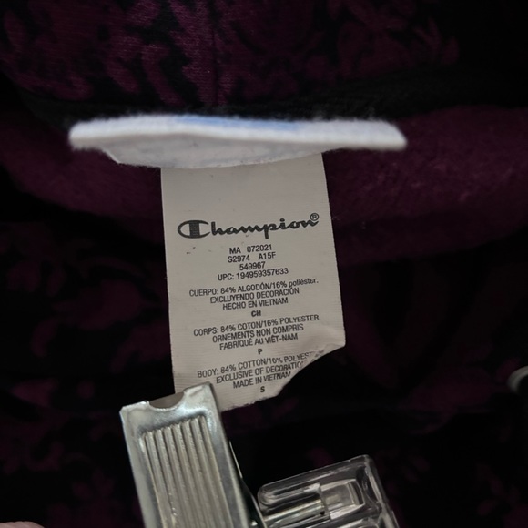 Champion Brocade Logo Reverse Weave Hoodie Sweatshirt in Berry Men’s Small - Picture 11 of 12